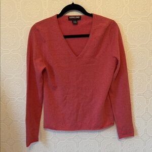 Kirkland Signature Women's Cashmere Long Sleeve V-Neck Sweater Size M
